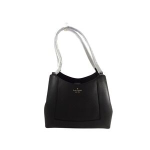 NWT Kate Spade Lena Black Pebbled Leather Triple Compartment Shoulder Bag